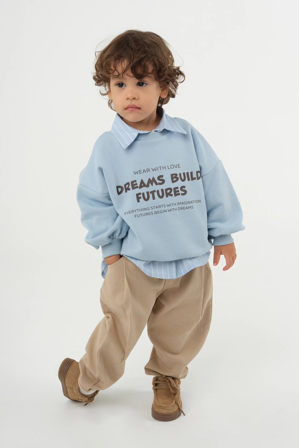 Baskılı Sweatshirt Bebe Mavi - 4