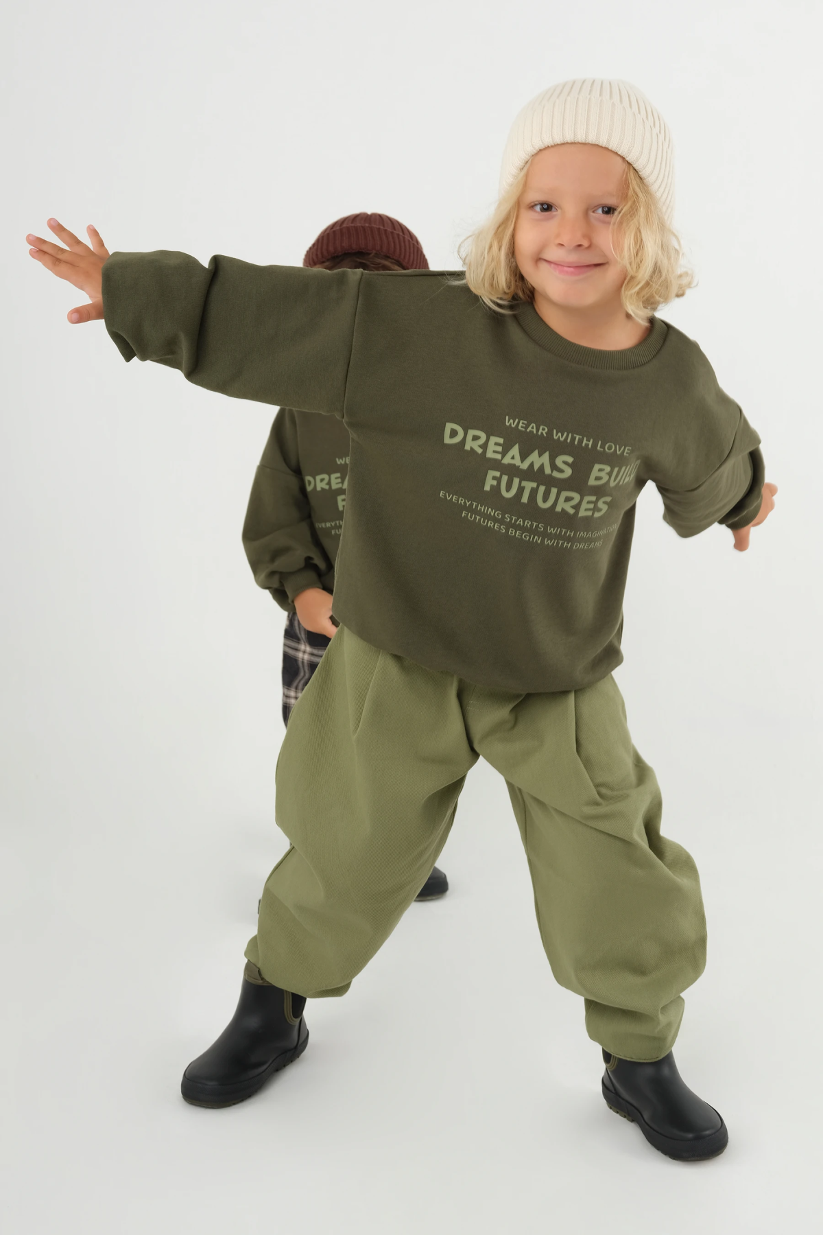 Baskılı Sweatshirt Haki - 3