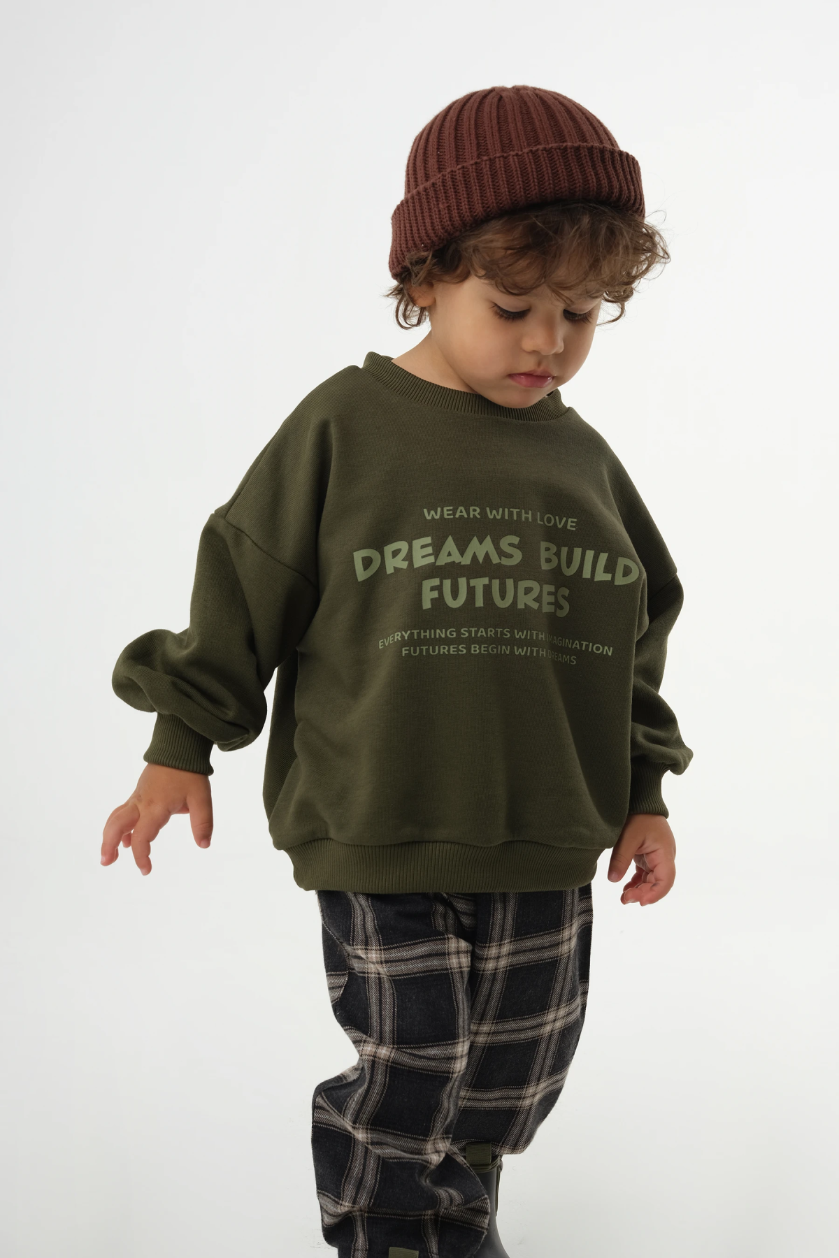 Baskılı Sweatshirt Haki - 5