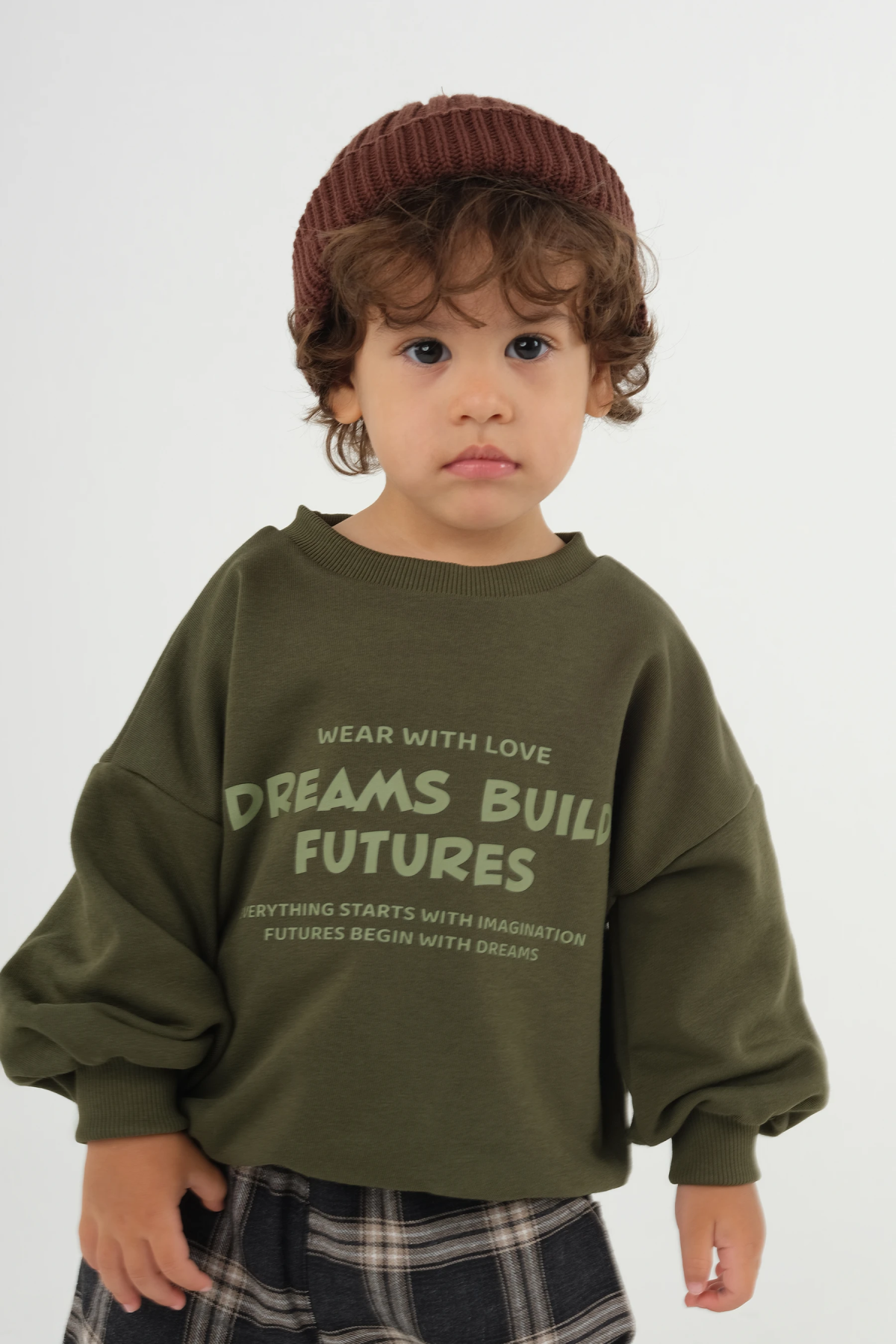 Baskılı Sweatshirt Haki - 7