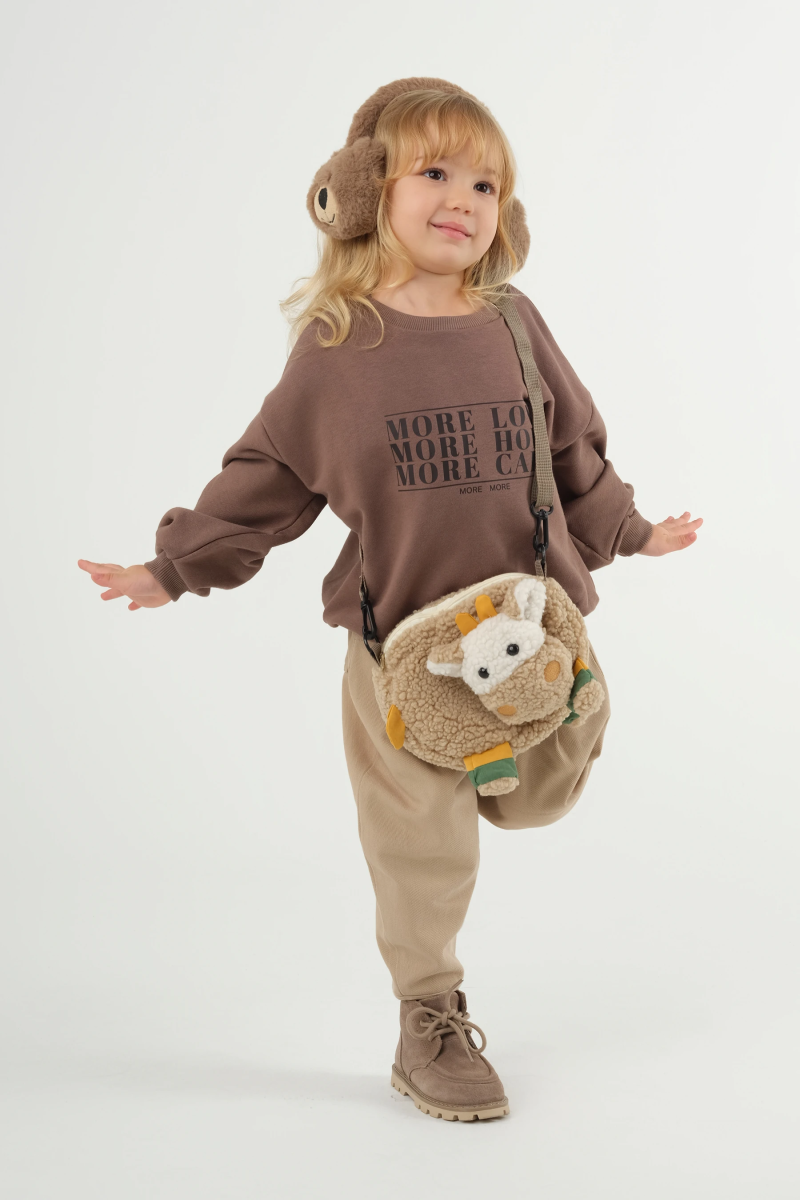 Baskılı Sweatshirt Kahve - 3