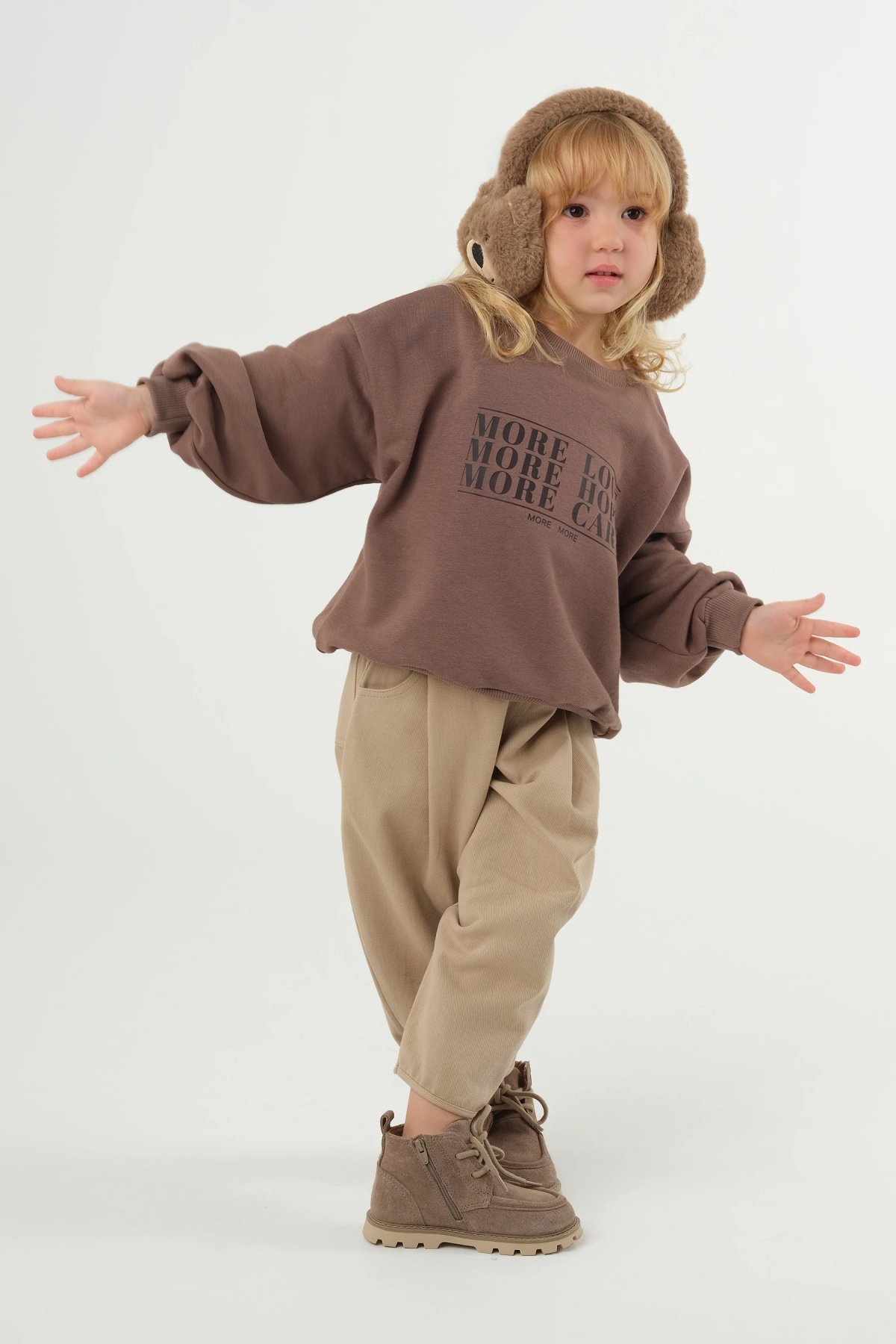 Baskılı Sweatshirt Kahve - 1