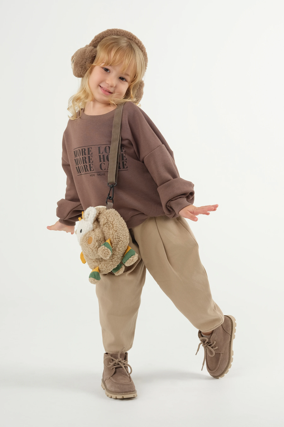 Baskılı Sweatshirt Kahve - 4