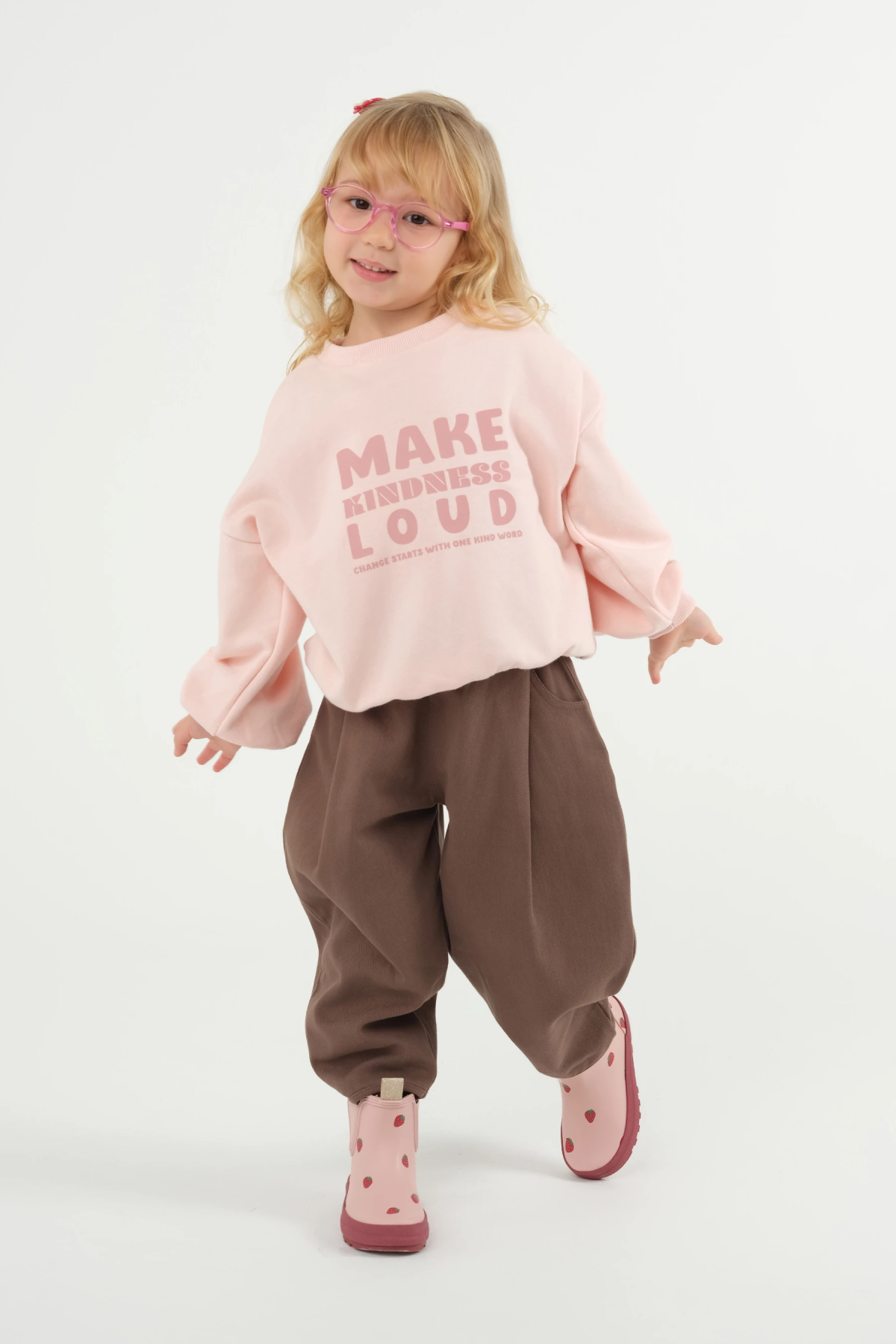 Baskılı Sweatshirt Toz Pembe - 3