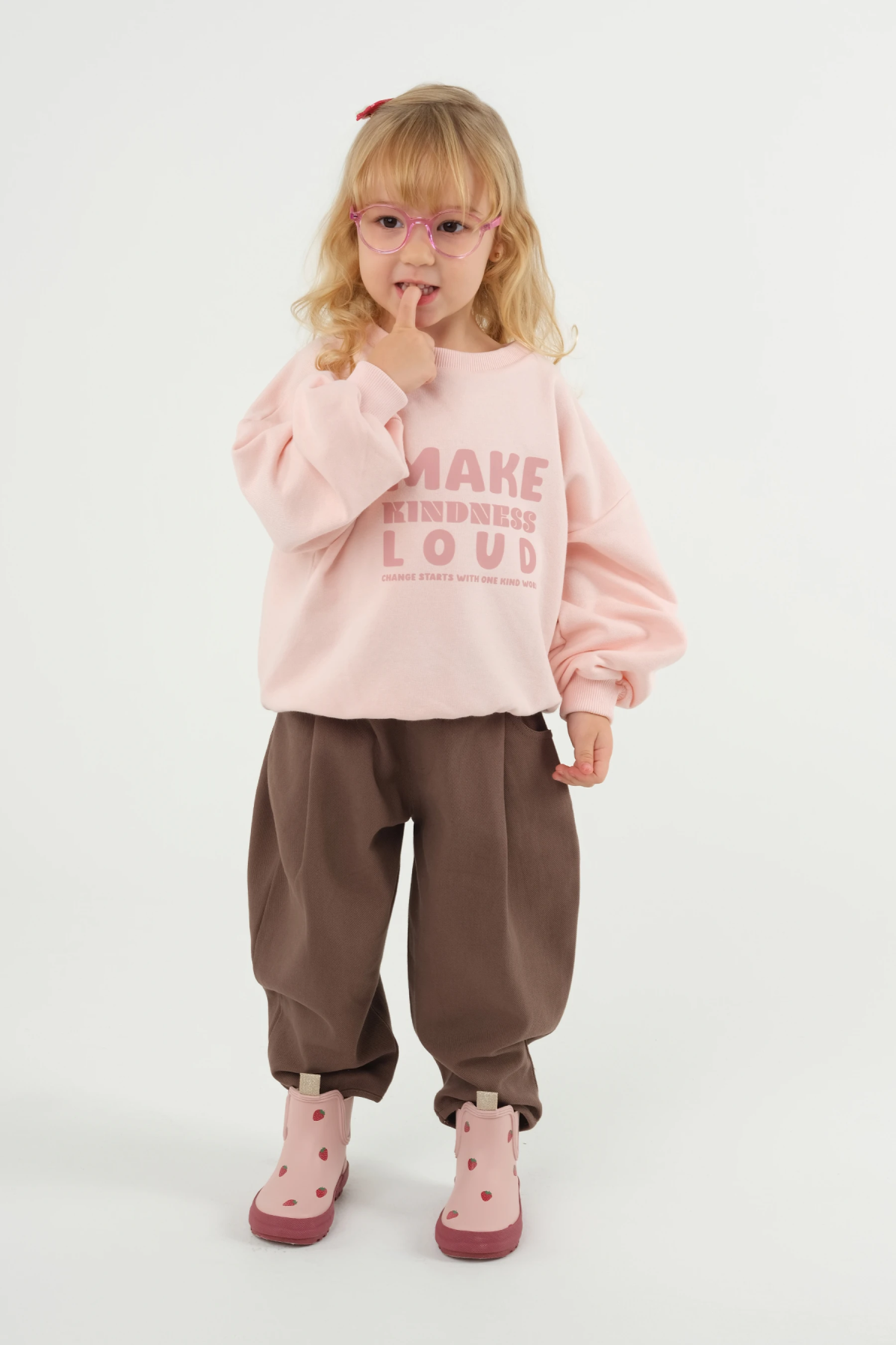 Baskılı Sweatshirt Toz Pembe - 4