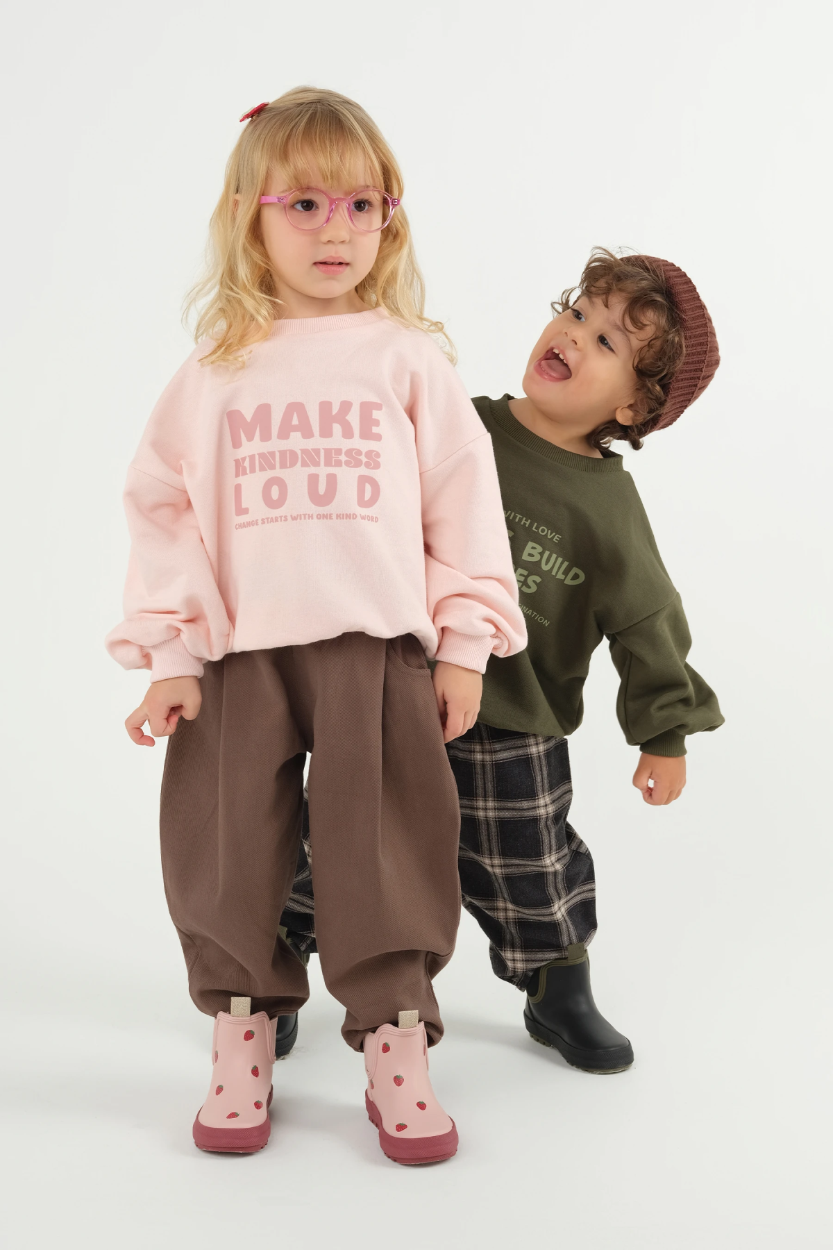 Baskılı Sweatshirt Toz Pembe - 1