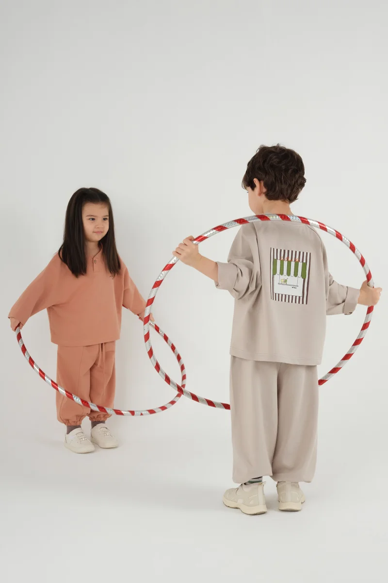 Baskılı Uzun Kollu Tişört Bej - 2