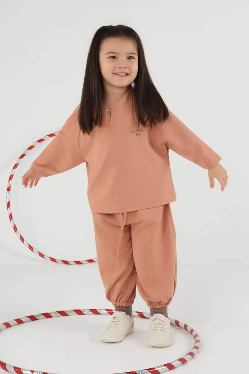 Baskılı Uzun Kollu Tişört Somon - Mioma Kids (1)