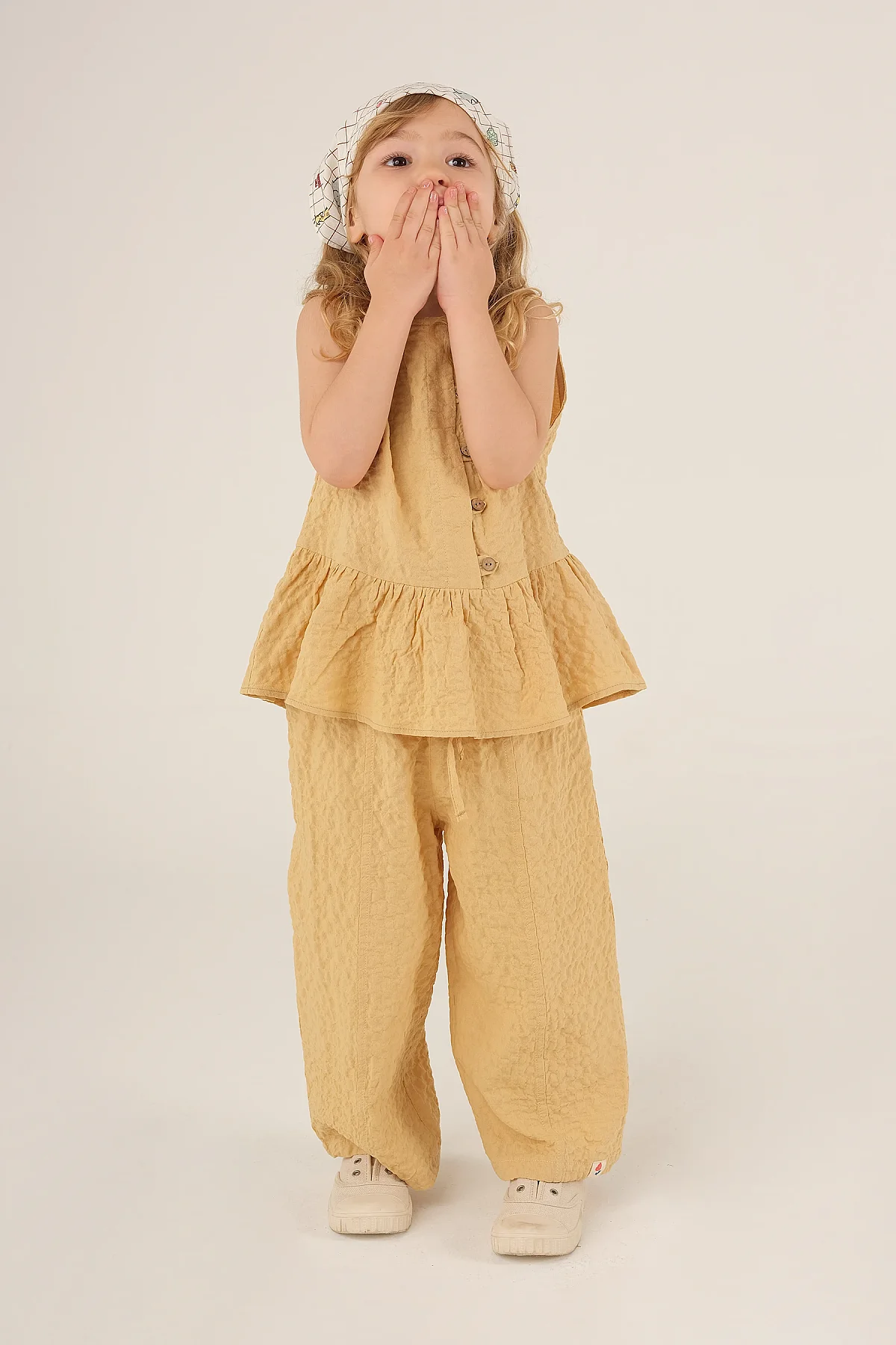 Boru Paça Pantolon Pastel Sarı - 3