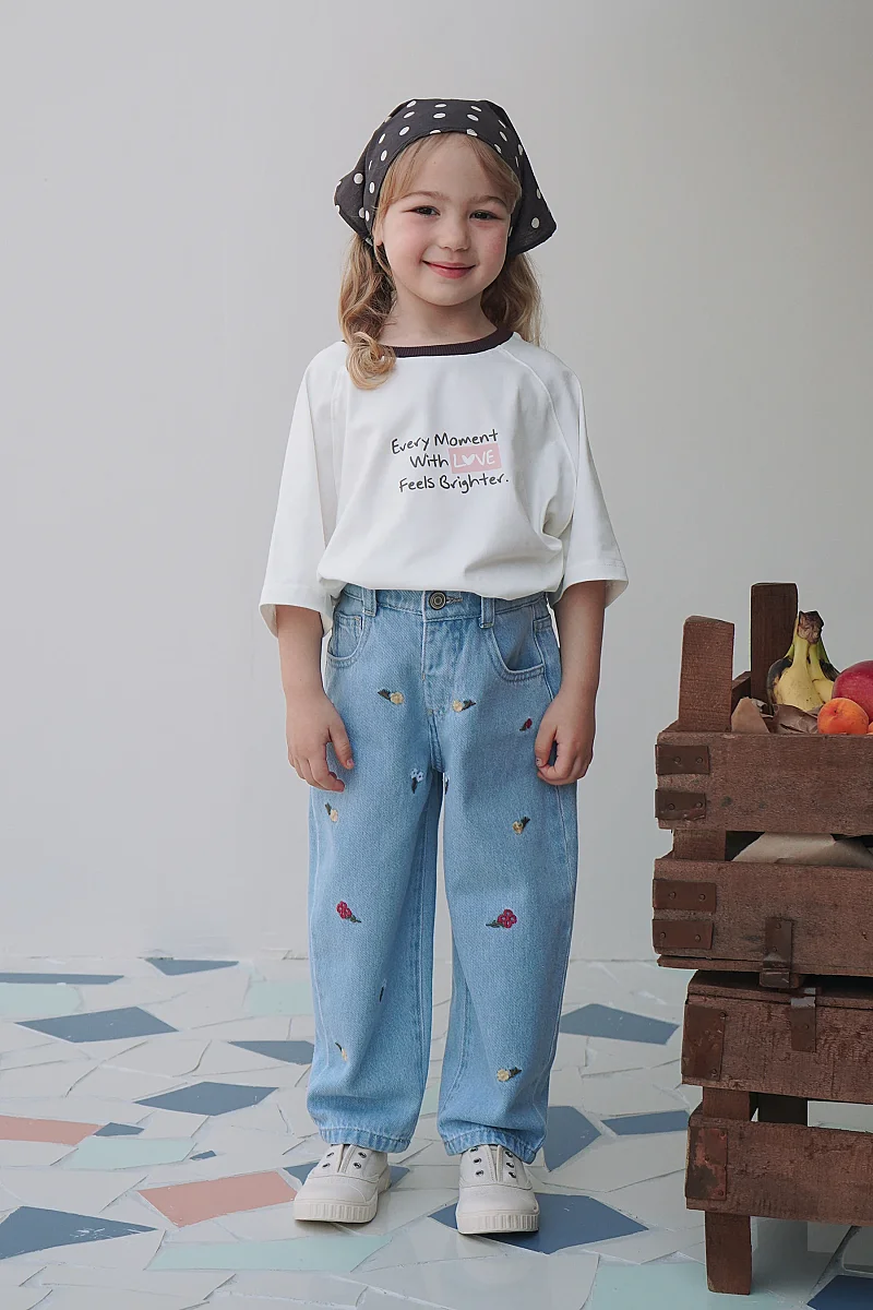 Çiçek Nakışlı Jean - Mioma Kids