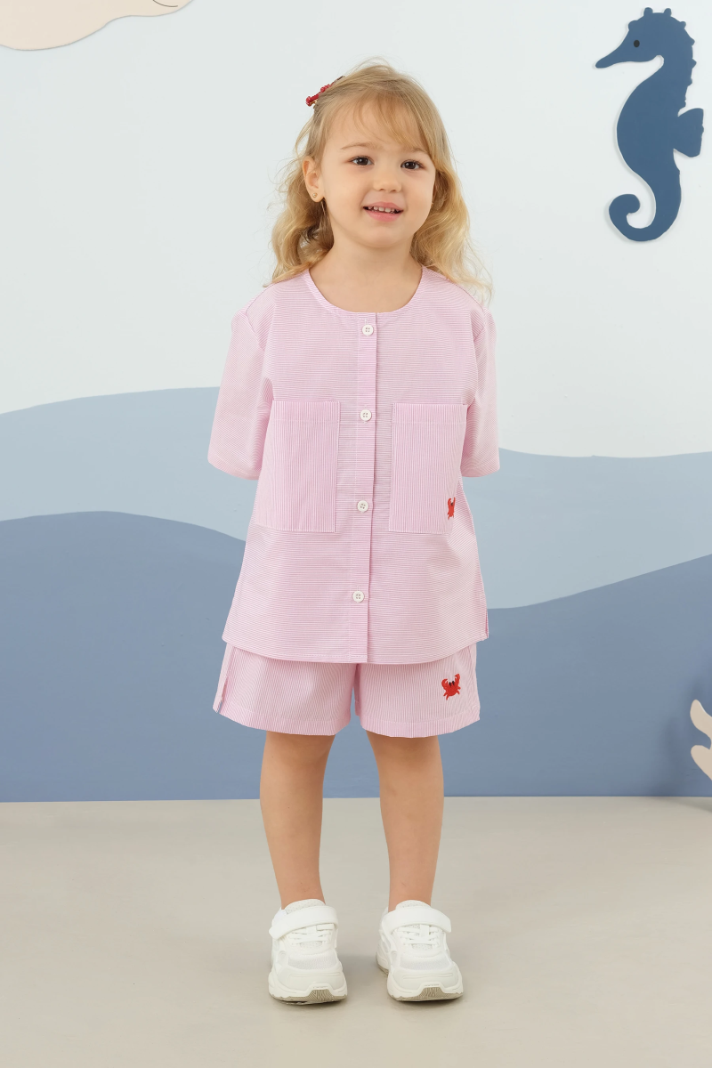 Çizgili Nakışlı Takım Pembe - 3