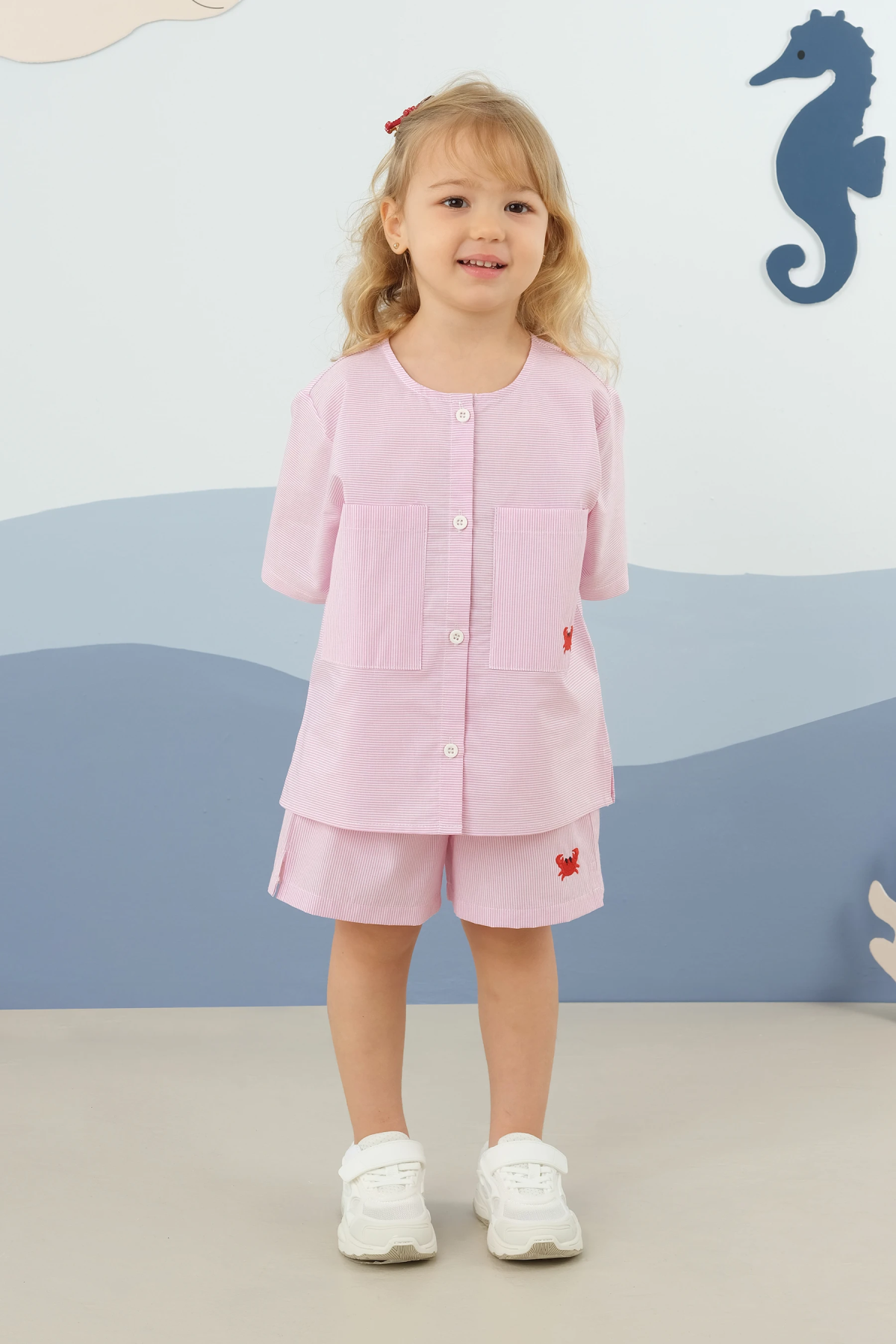 Çizgili Nakışlı Takım Pembe - 3