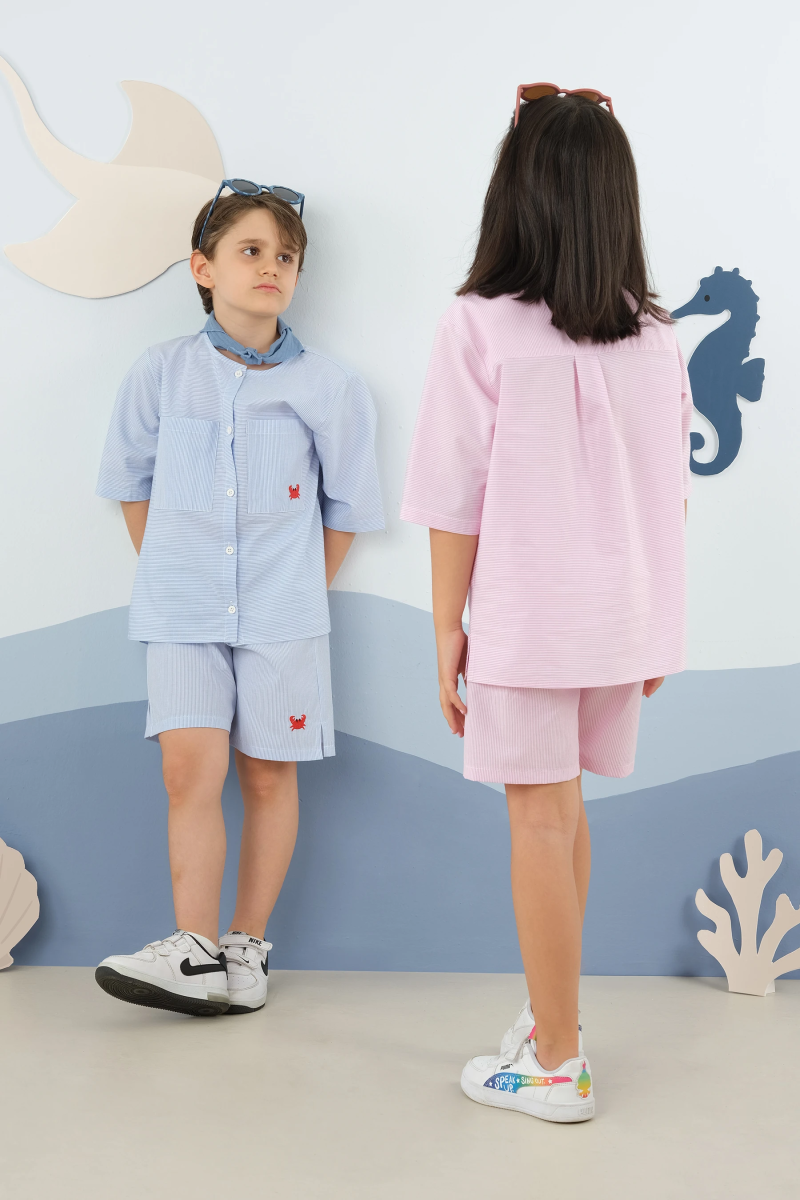 Çizgili Nakışlı Takım Pembe - 8