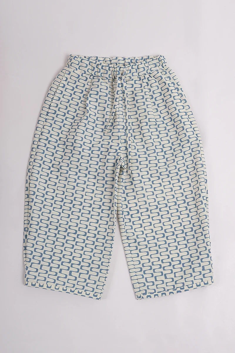 Desenli Pantolon Zigzag Mavi - Mioma Kids
