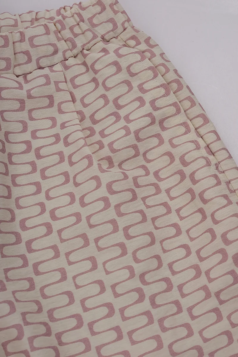 Desenli Pantolon Zigzag Toz Pembe - 3