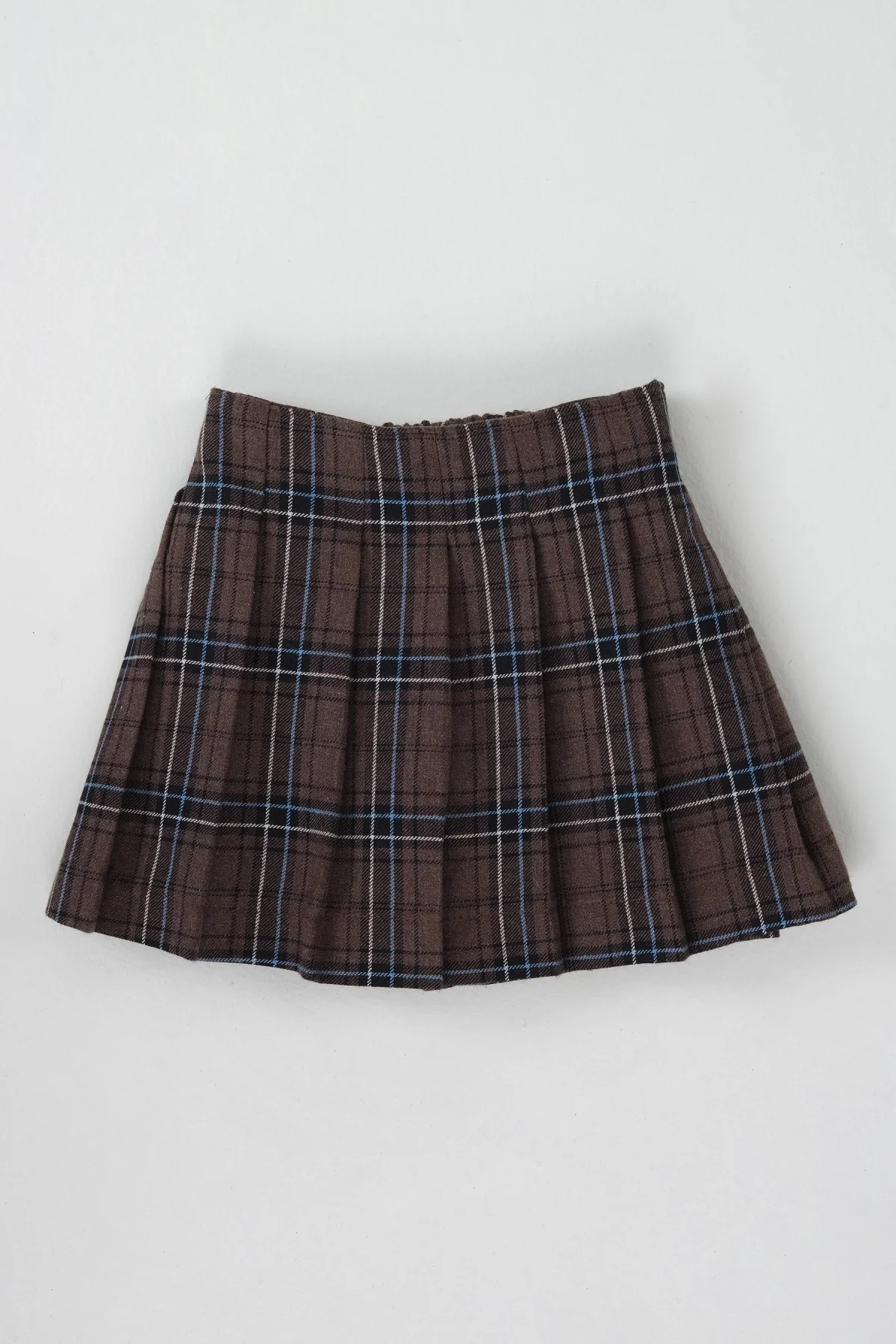 Ekose Desen Şort Etek Kahve - 4