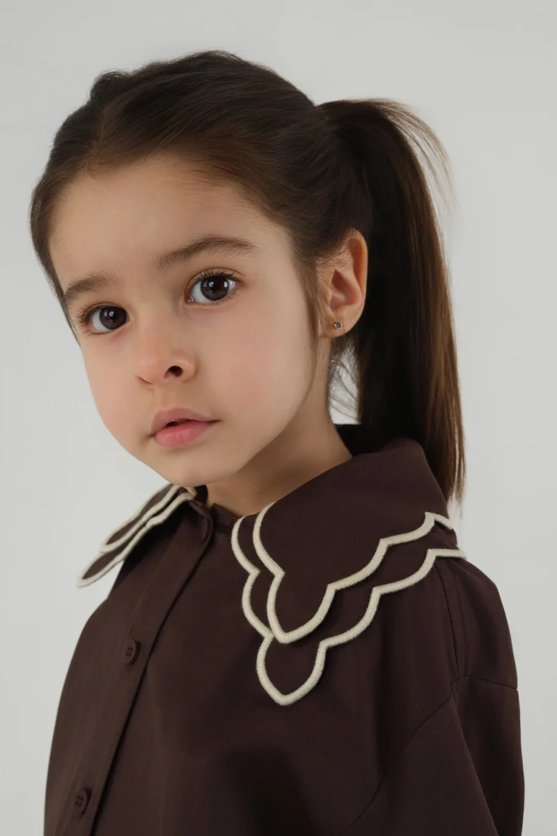 Ekru Nakışlı Gömlek Acı Kahve - 4