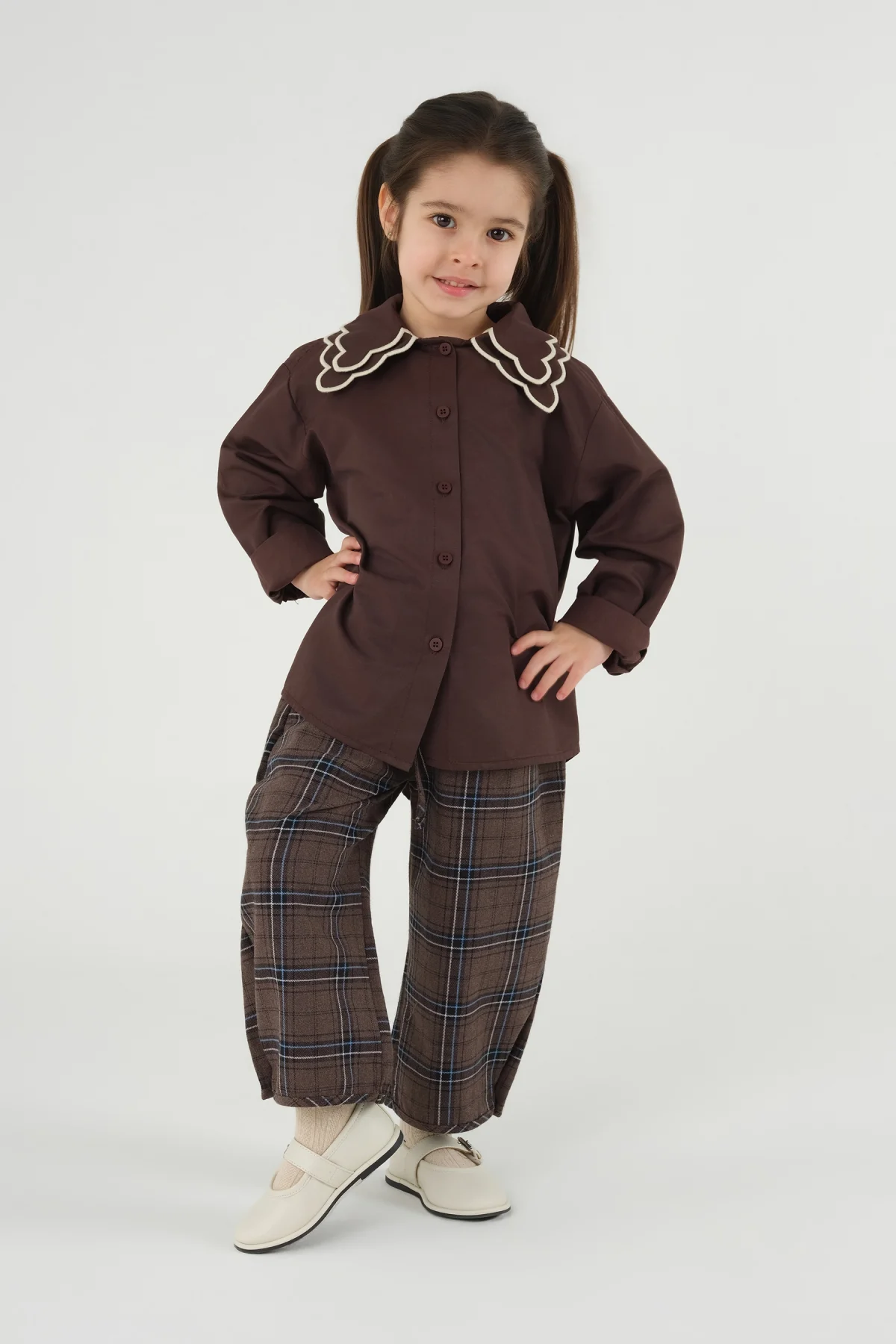 Ekru Nakışlı Gömlek Acı Kahve - 2