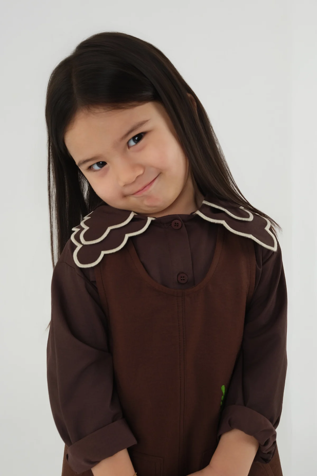 Ekru Nakışlı Gömlek Acı Kahve - 1