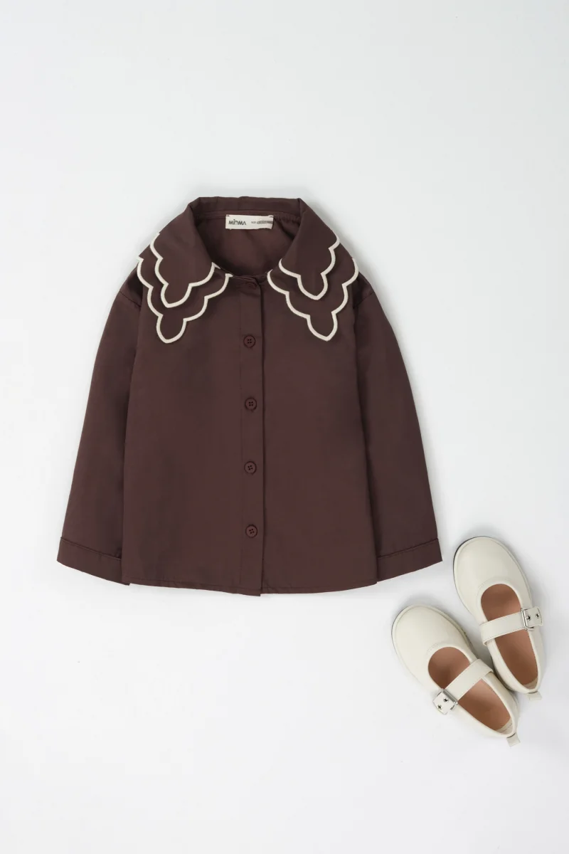 Ekru Nakışlı Gömlek Acı Kahve - 5