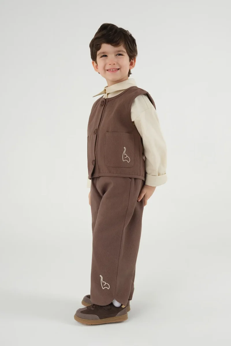 Fil Nakışlı Yelek Kahve - 4