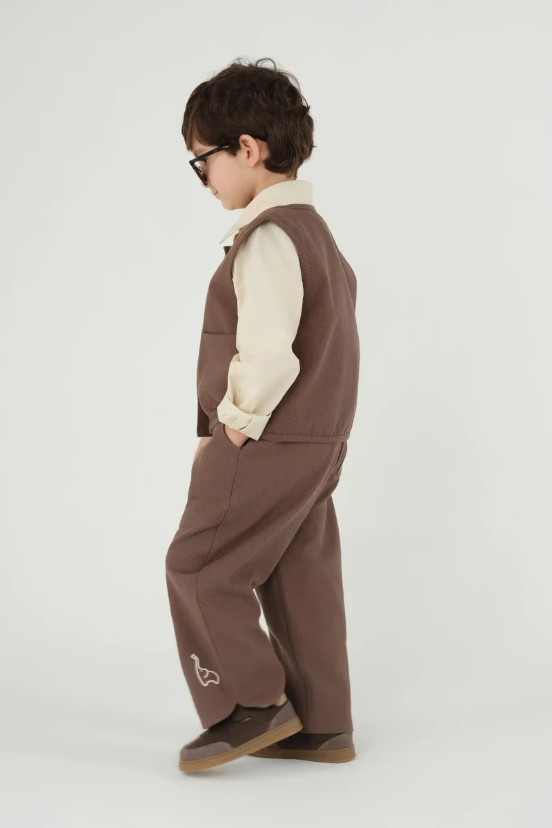 Fil Nakışlı Yelek Kahve - 3