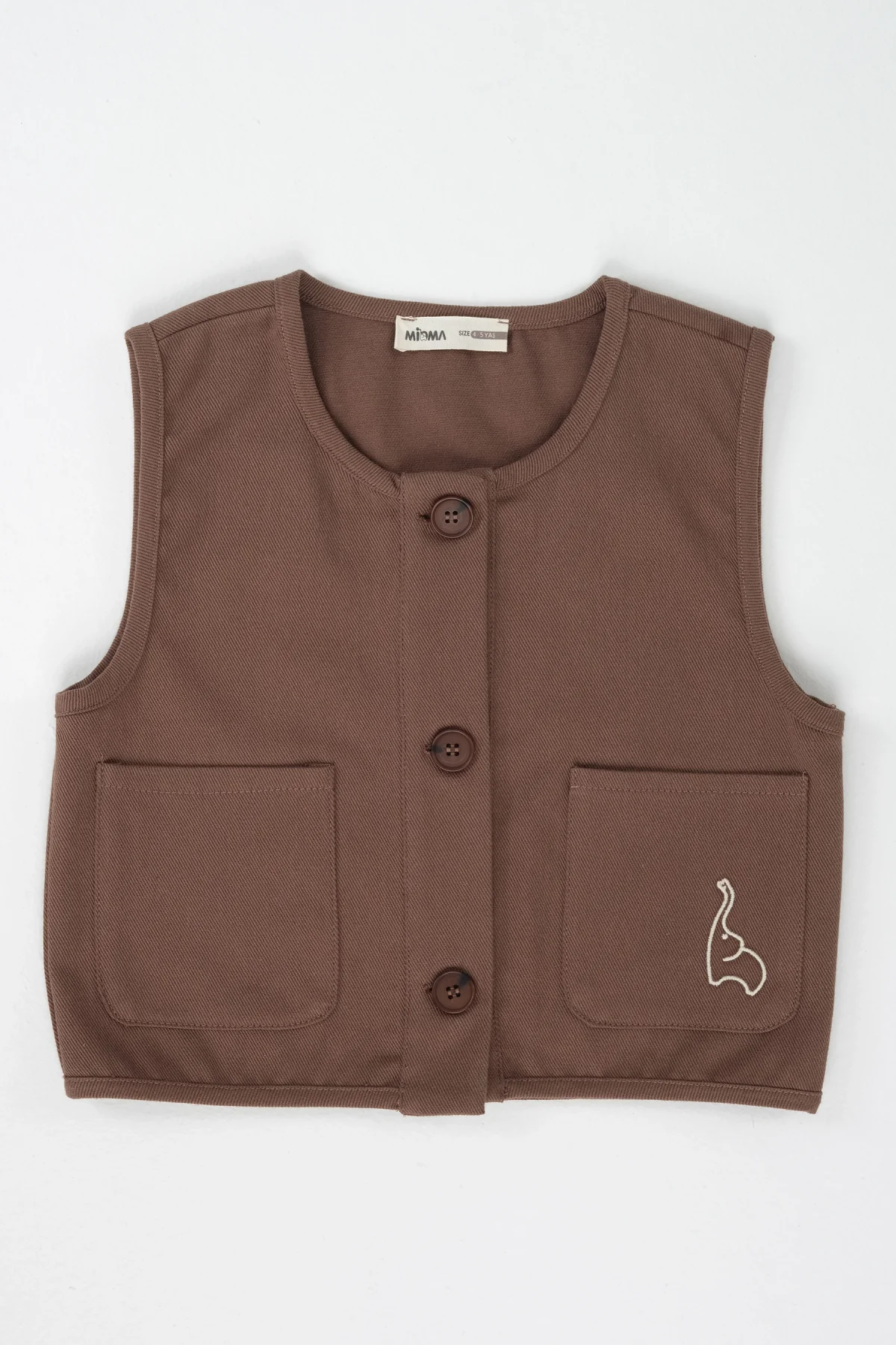 Fil Nakışlı Yelek Kahve - 5