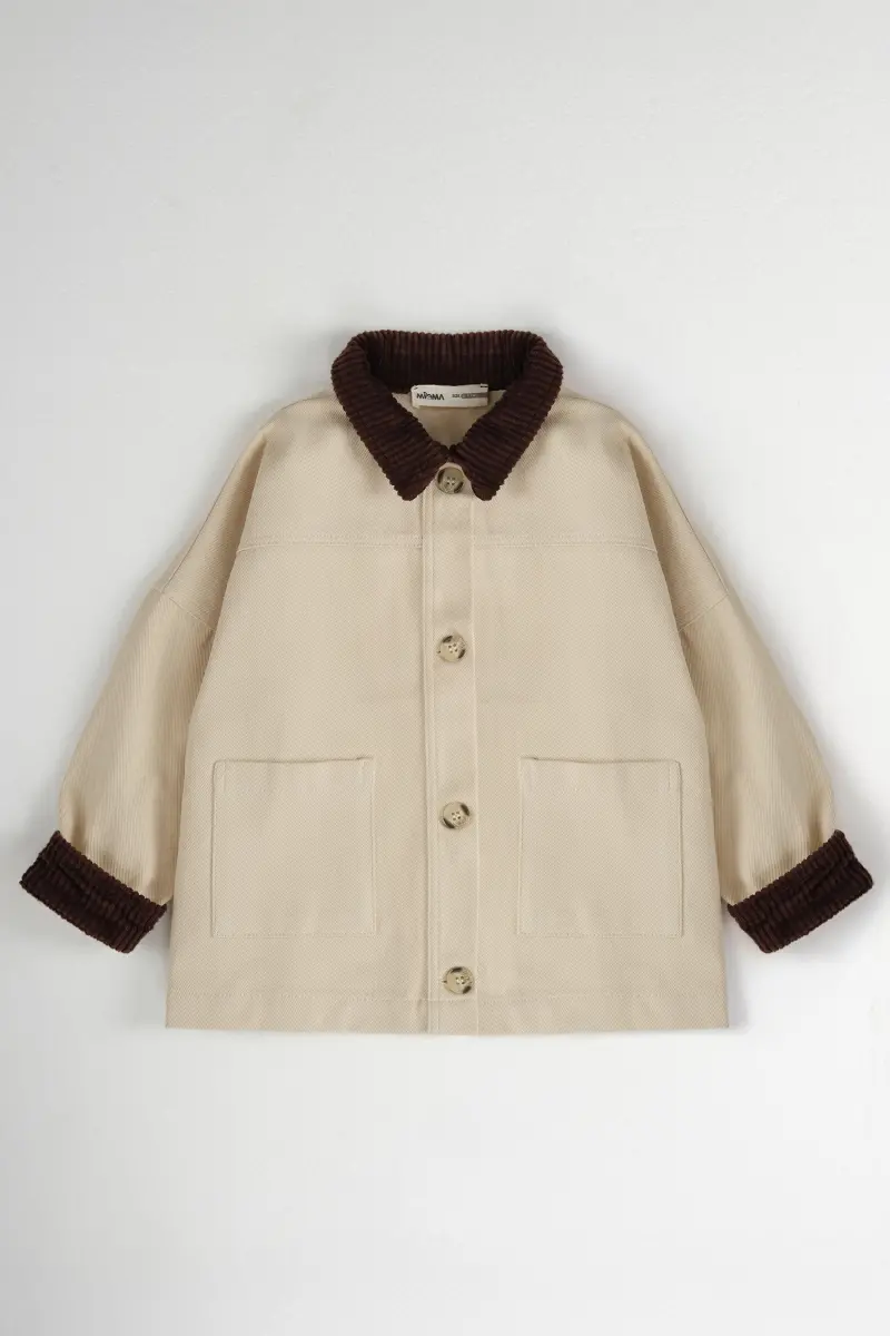 Kadife Yakalı Ceket Taş - 3