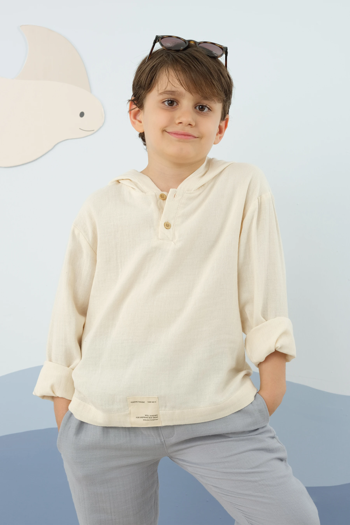 Kapüşonlu Müslin Takım Mavi - 6