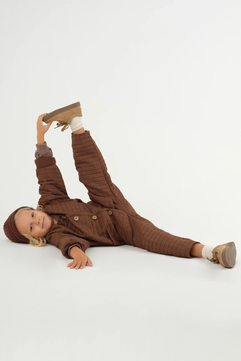 Kapitone Kare Desen Pantolon Kahve 