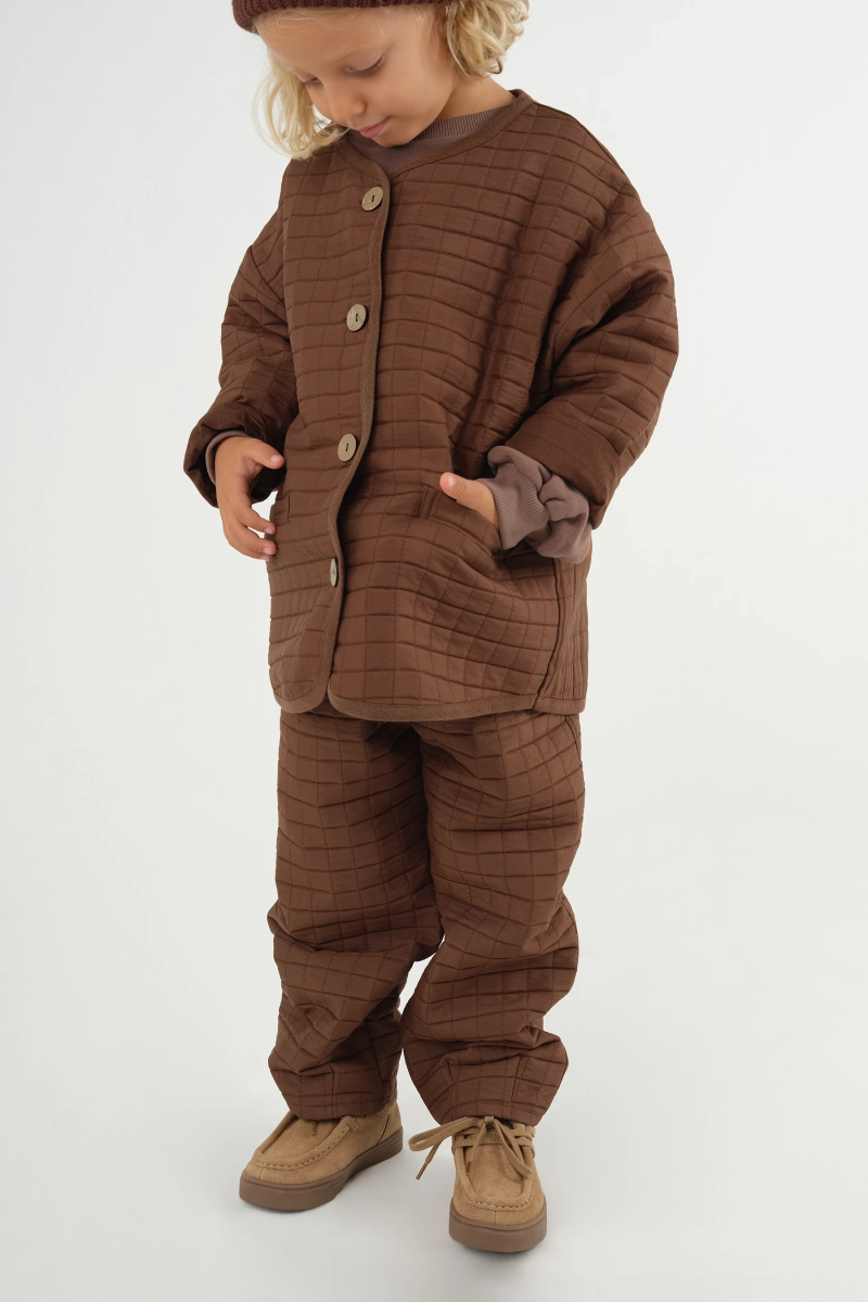 Kapitone Kare Desen Pantolon Kahve - Mioma Kids (1)