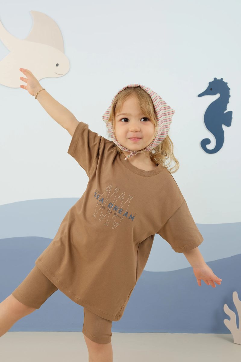 Kısa Taytlı Basic Takım Latte - 5