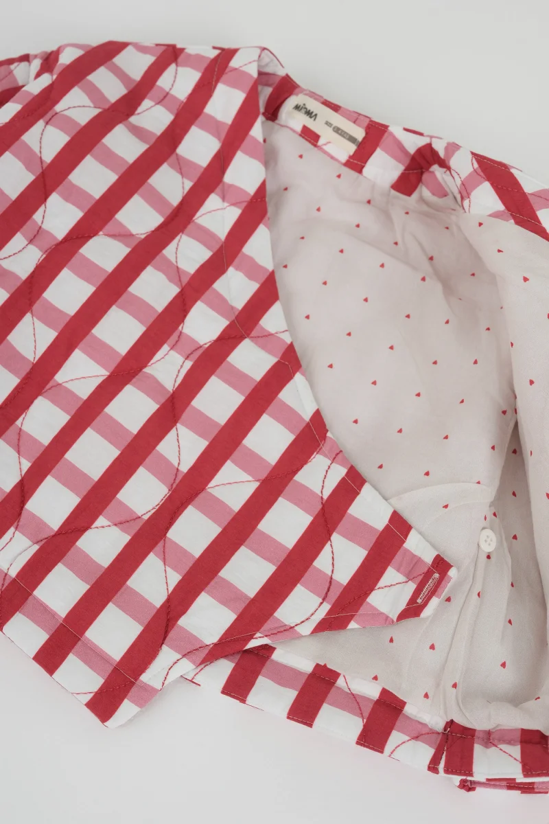 Kruvaze Kırmızı Ekose Desenli Ceket - 7