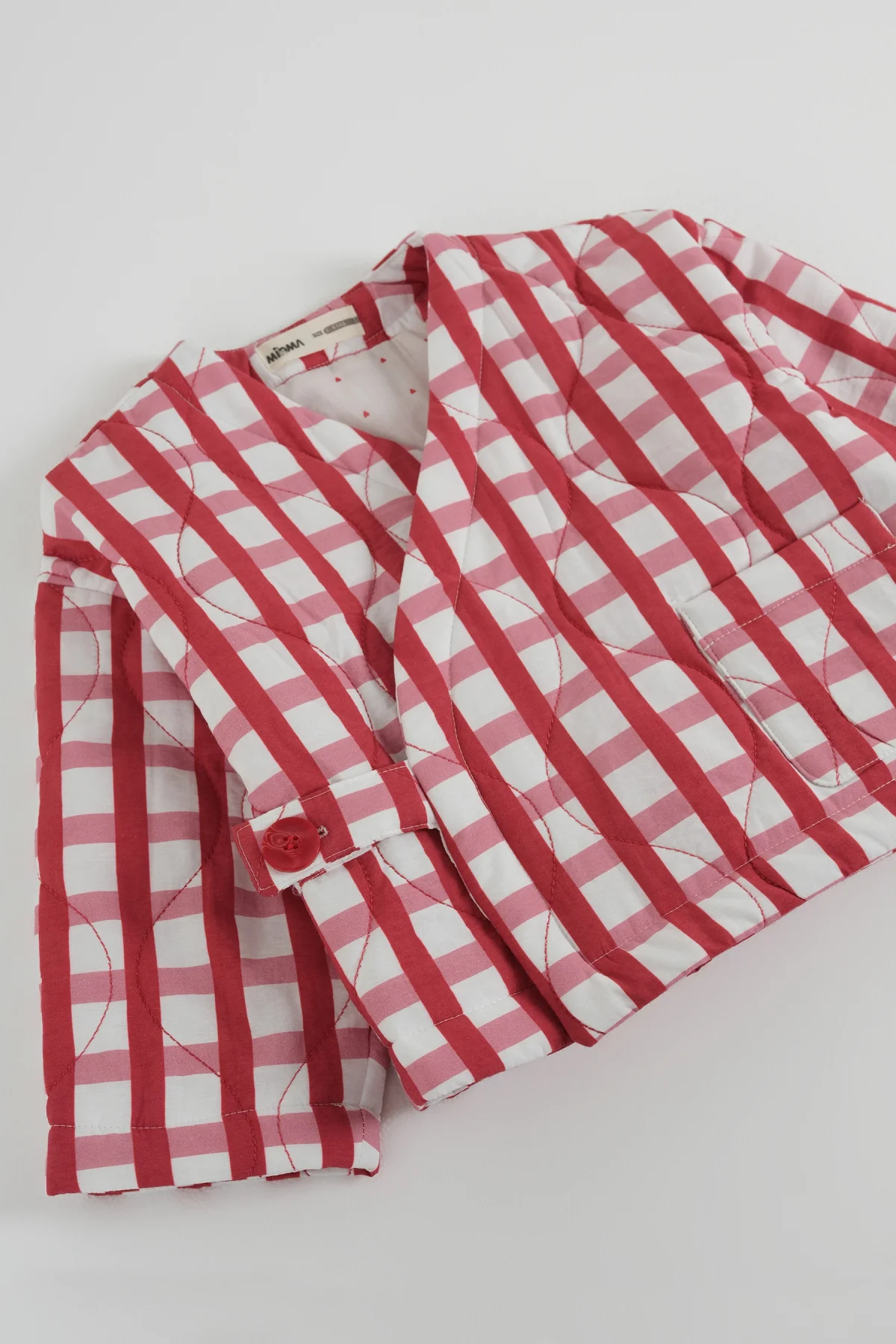 Kruvaze Kırmızı Ekose Desenli Ceket - 6