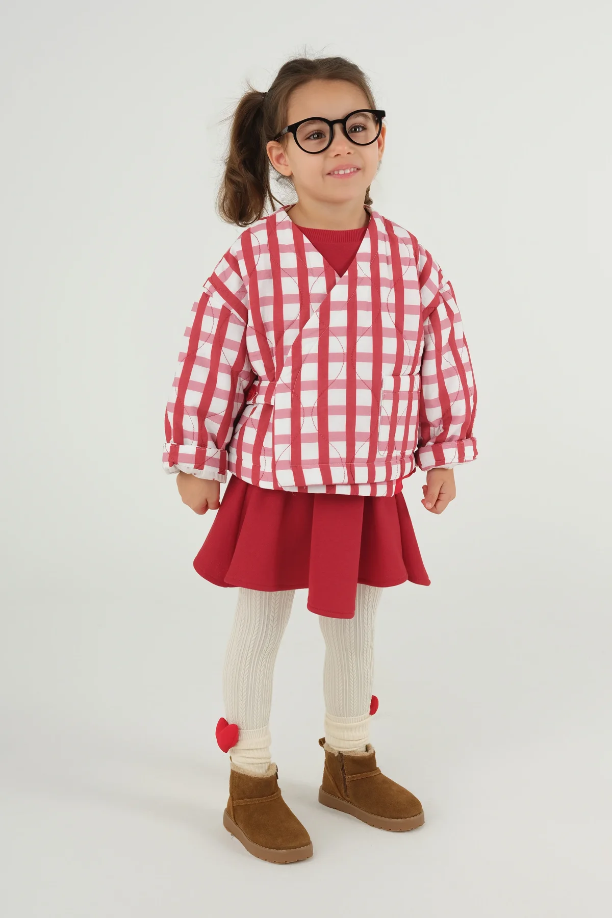 Kruvaze Kırmızı Ekose Desenli Ceket - 2