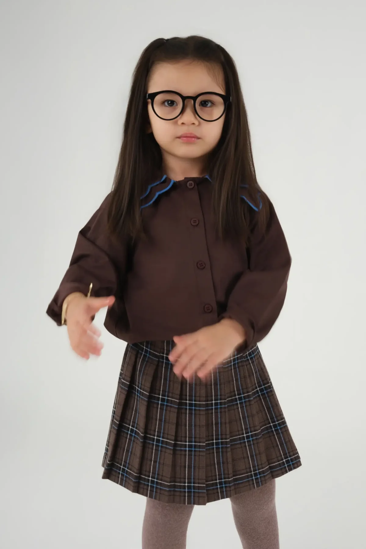 Mavi Nakışlı Gömlek Acı Kahve - 2