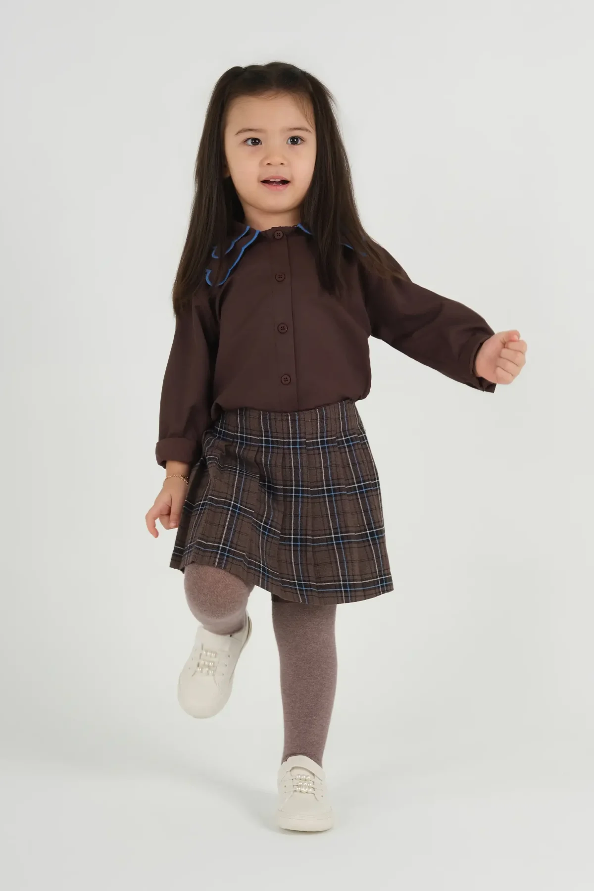 Mavi Nakışlı Gömlek Acı Kahve - 3