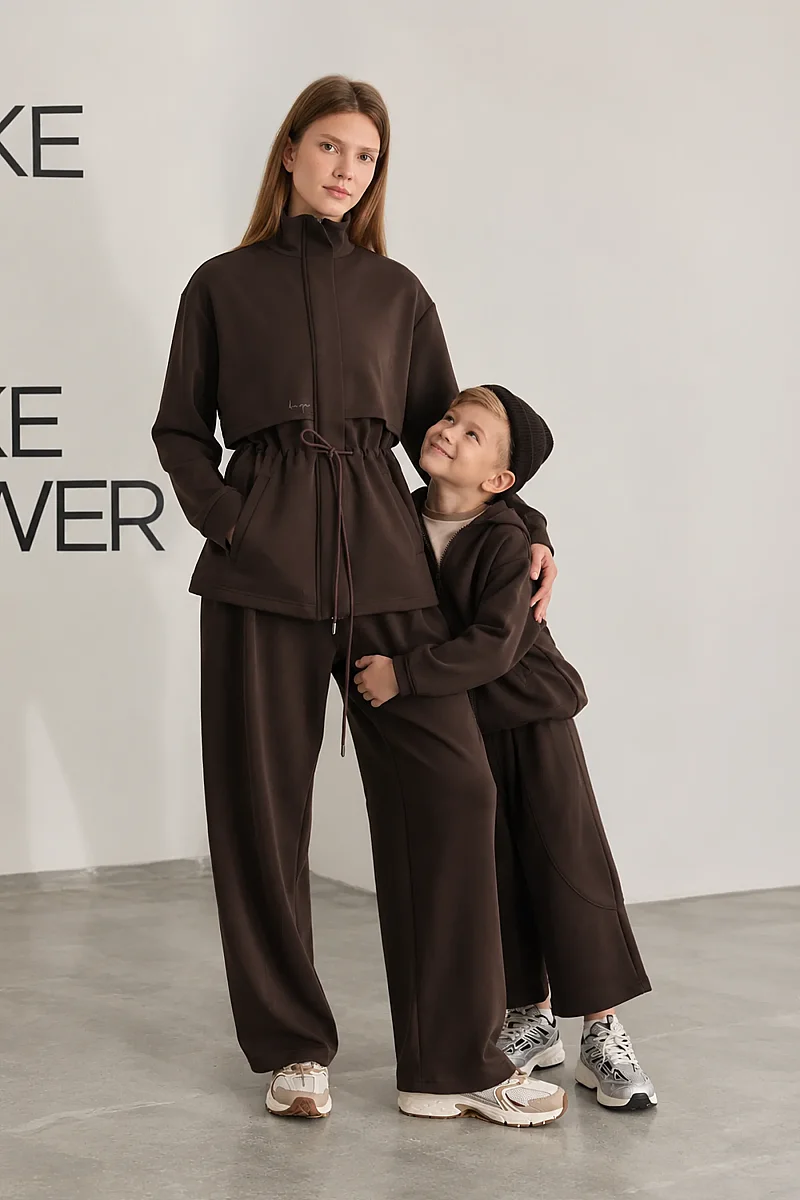 Modal Kapüşonlu Hırka Acı Kahve - Mioma Kids