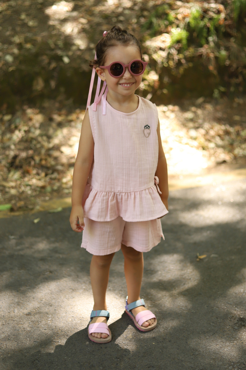 Müslin Fırfırlı Takım Toz Pembe - 2