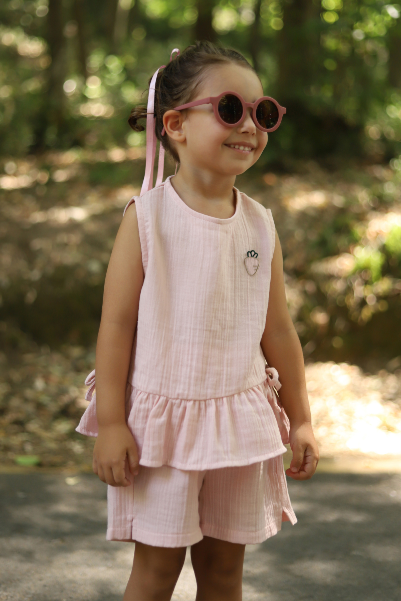 Müslin Fırfırlı Takım Toz Pembe - 3