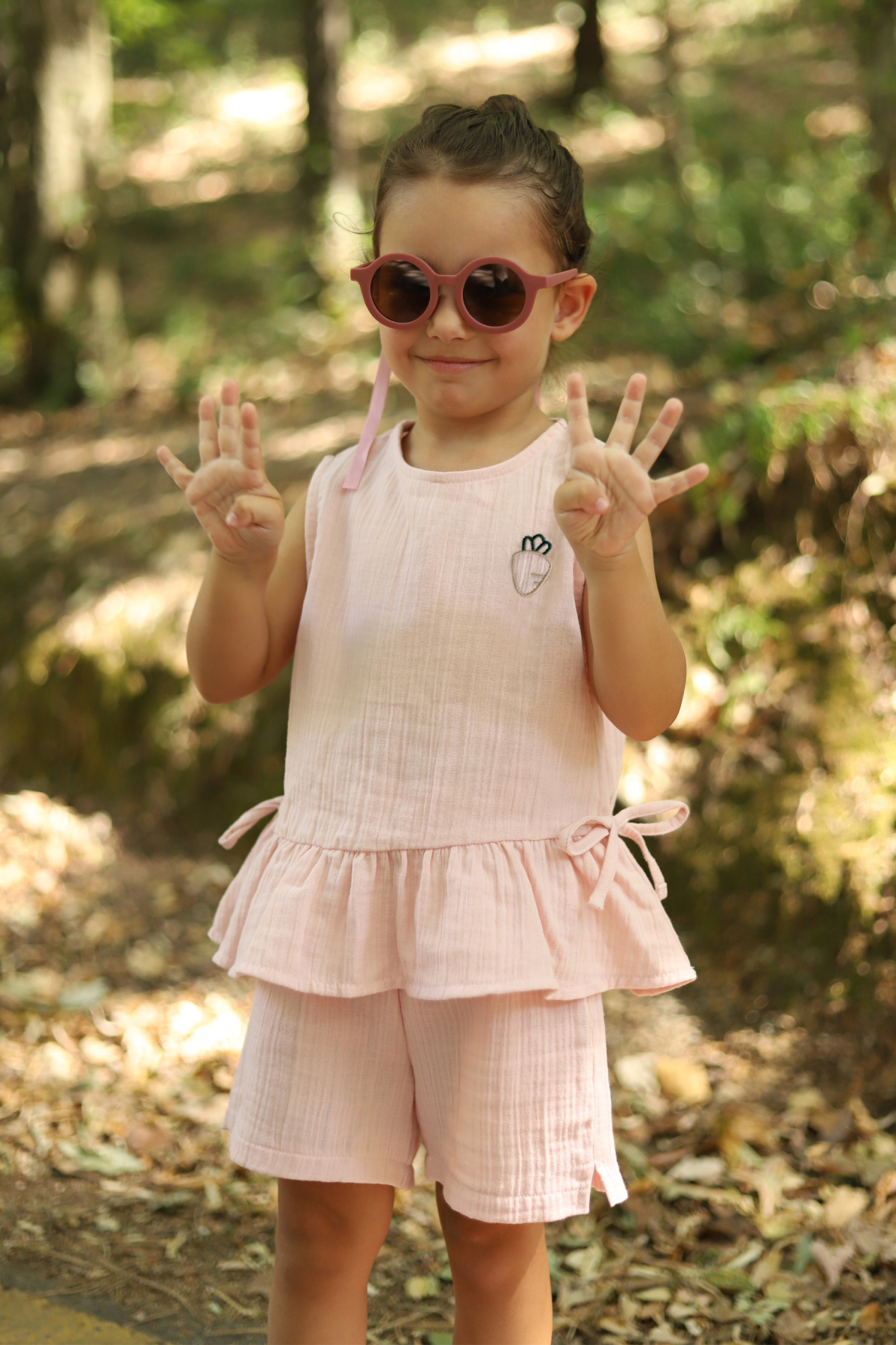 Müslin Fırfırlı Takım Toz Pembe - 1