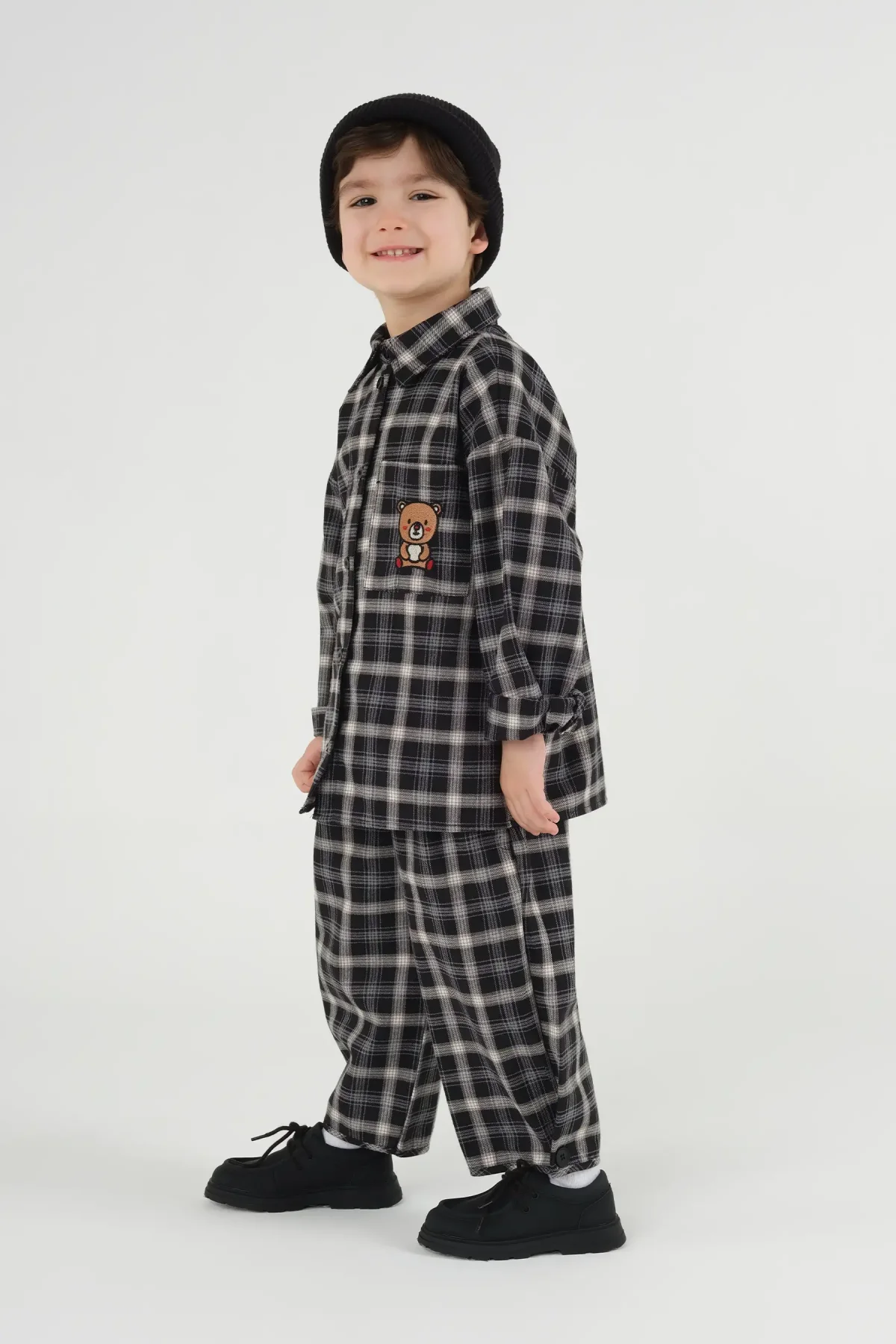 Nakışlı Ekose Gömlek Siyah - 2