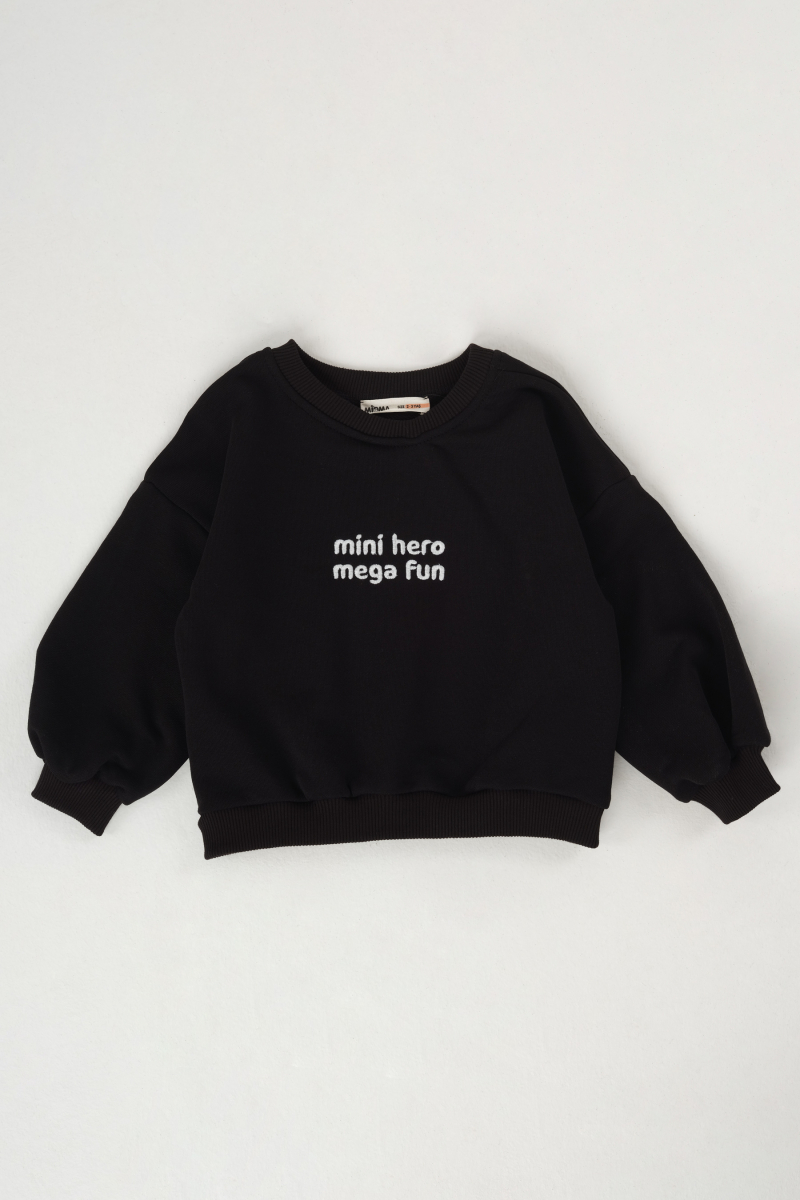 Nakışlı Sweatshirt Siyah - 5