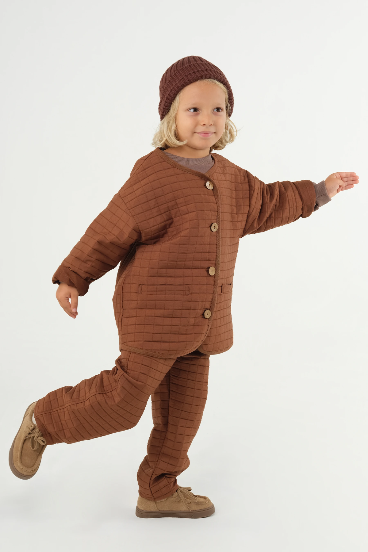 Oversize Biyeli Ceket Kahve - 4