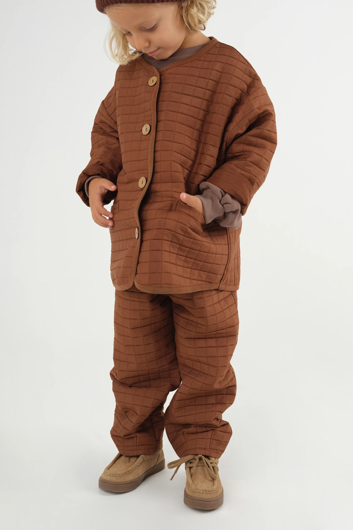 Oversize Biyeli Ceket Kahve - 2