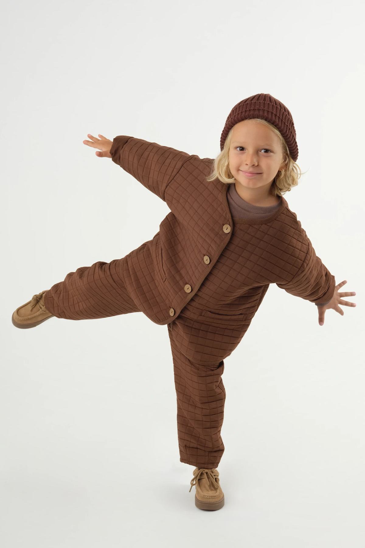 Oversize Biyeli Ceket Kahve - 1