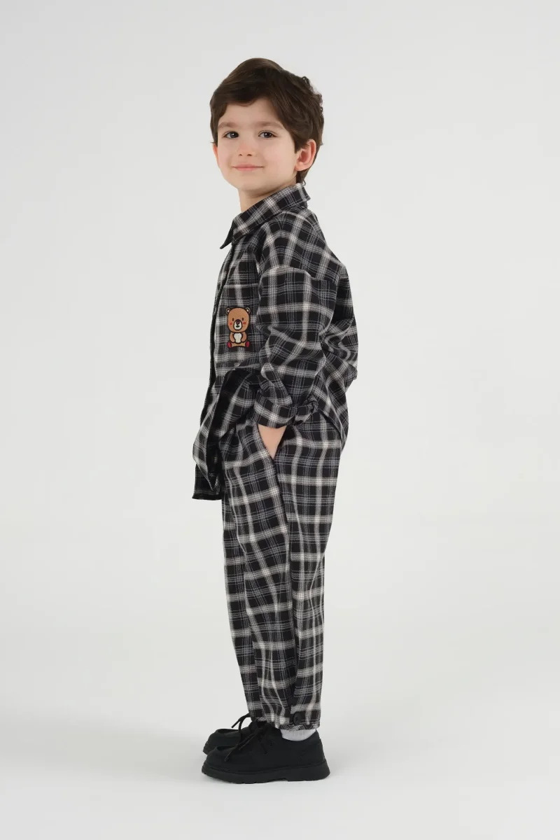 Paça Detaylı Ekose Pantolon Siyah - 3