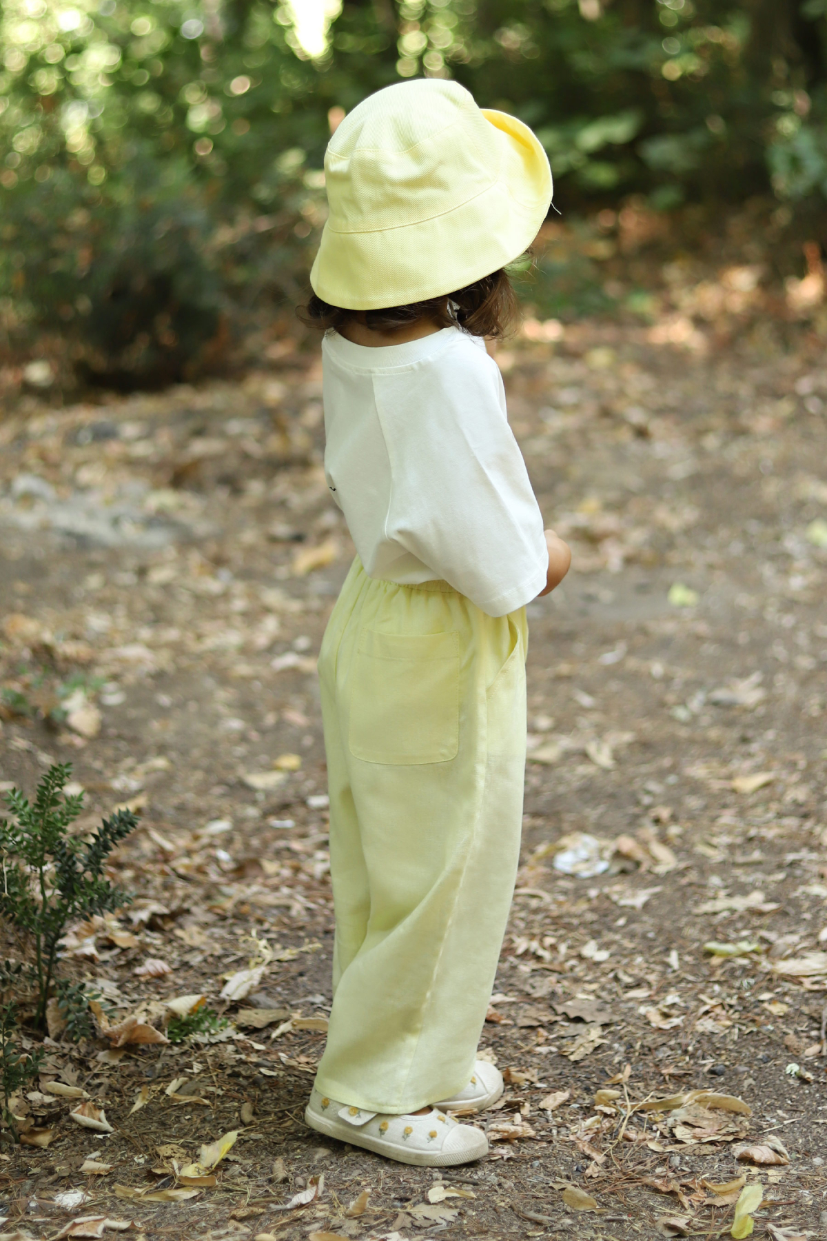 Paçası Yırtmaçlı Keten Pantolon Soft Sarı - 3