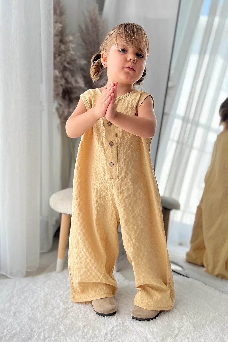 Patlı Tulum Pastel Sarı - Mioma Kids