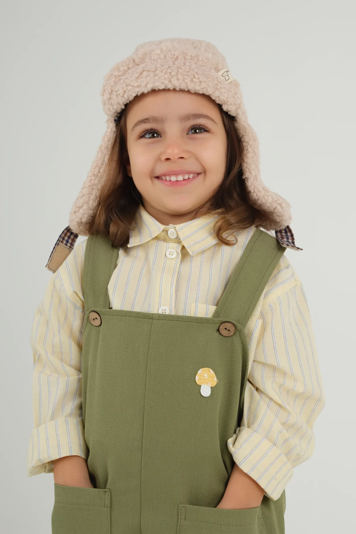 Peluş Pilot Şapka Bej - 1